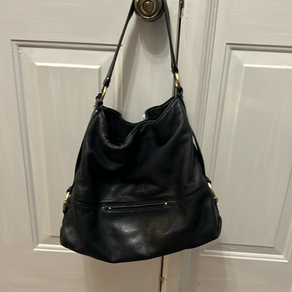 Michael Kors large black w/ gold trim leather purse in excellent condition - Picture 5 of 11